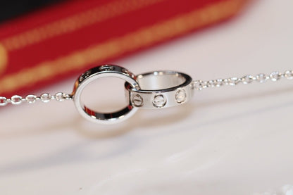 [Luna Brilliance]LOVE NECKLACE PINK GOLD AND SILVER