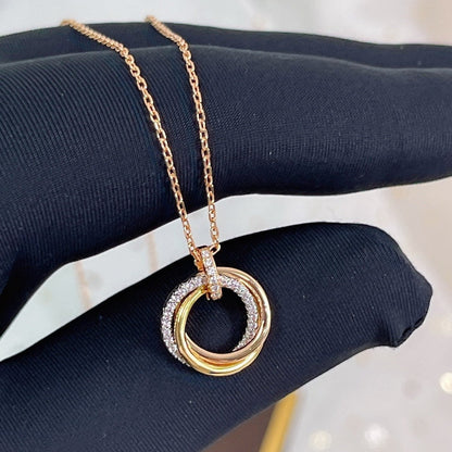 [Luna Brilliance]TRINITY NECKLACE SILVER GOLD PINK GOLD DIAMONDS
