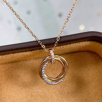 [Luna Brilliance]TRINITY NECKLACE SILVER GOLD PINK GOLD DIAMONDS