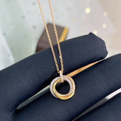 [Luna Brilliance]TRINITY NECKLACE SILVER GOLD PINK GOLD DIAMONDS