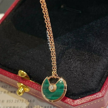 [Luna Brilliance]AMULETTE ROSE GOLD MALACHITE NECKLACE