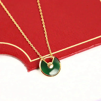 [Luna Brilliance]AMULETTE GOLD MALACHITE NECKLACE