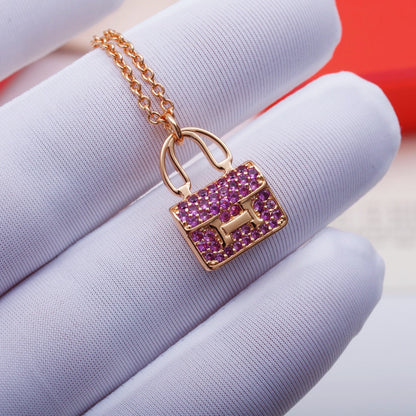[Luna Brilliance]CONSTANCE PEDANT PURPLE DIAMOND NECKLACE