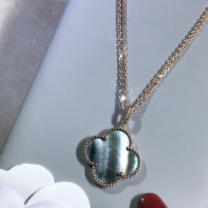 [Luna Brilliance]CLOVER 25MM GOLD DARK MOP BIG CLOVER NECKLACE