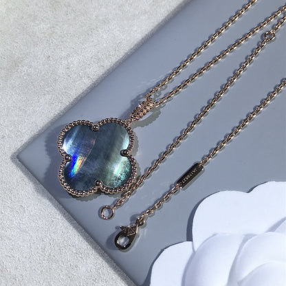 [Luna Brilliance]CLOVER 25MM GOLD DARK MOP BIG CLOVER NECKLACE