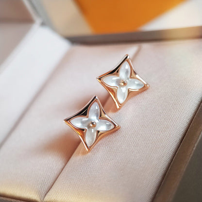 [Luna Brilliance]STAR MOP PINK GOLD EARRINGS