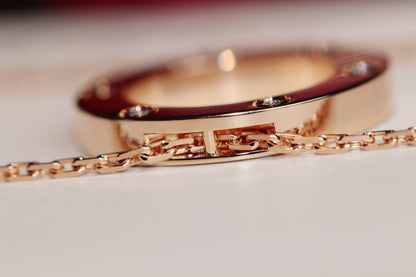 [Luna Brilliance]LOVE NECKLACE 16MM 6 DIAMONDS PINK GOLD