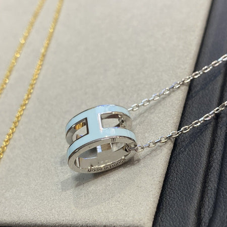 [Luna Brilliance]POP H LIGHT BLUE NECKLACE