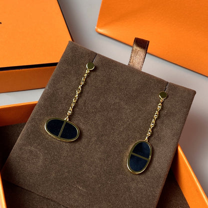 [Luna Brilliance]CHAINE VERSO BLACK CERAMIC EARRINGS
