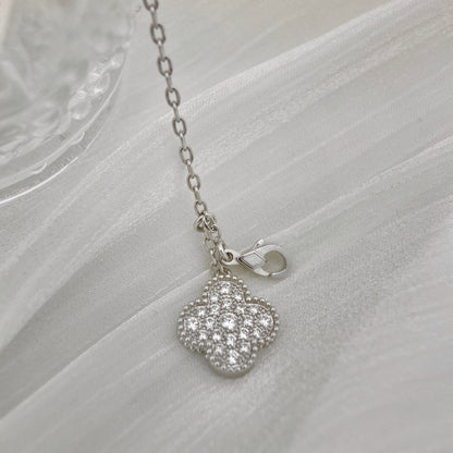 [Luna Brilliance]CLOVER 5 MOTIFS SILVER DIAMONDS NECKLACE