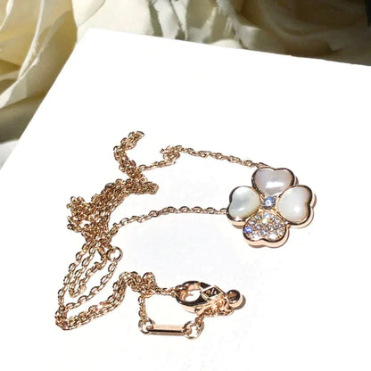 [Luna Brilliance]CLOVER MOP DIAMOND ROSE GOLD NECKLACE