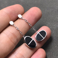 [Luna Brilliance]CHAINE VERSO BLACK CERAMIC SILVER EARRINGS