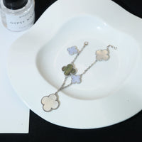 [Luna Brilliance]CLOVER BRACELET 5 MOTIFS MOP CHALCEDONY SILVER