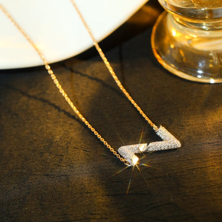 [Luna Brilliance]VOLT SILVER DIAMOND PEDANT NECKLACE