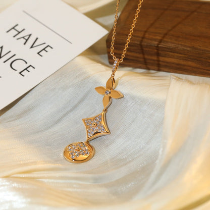[Luna Brilliance]STAR AND SUN DIAMOND PINK GOLD NECKLACE