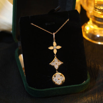 [Luna Brilliance]STAR AND SUN DIAMOND PINK GOLD NECKLACE