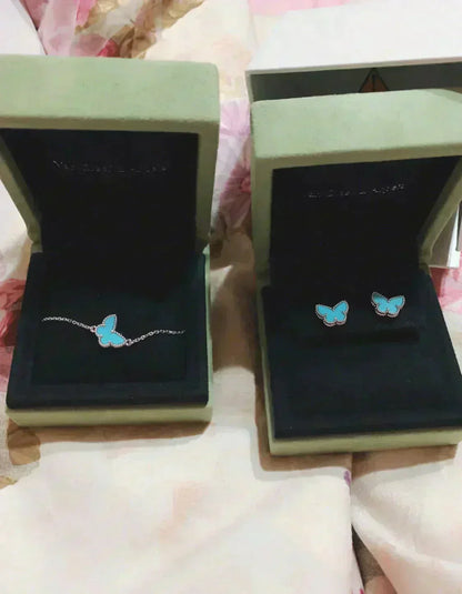 [Luna Brilliance]BUTTERFLY TURQUOISE EARRINGS SILVER