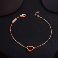 [Luna Brilliance]HEART CARNELIAN PINK GOLD BRACELET