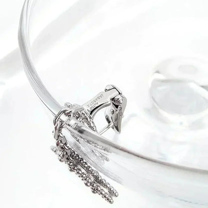 [Luna Brilliance]CLOVER 2 MOTIFS  DIAMOND ONYX EARRINGS SILVER