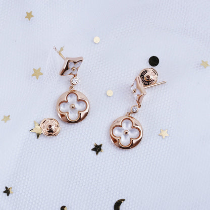 [Luna Brilliance]STAR AND SUN PINK GOLD MOP DROP EARRINGS