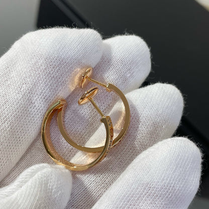 [Luna Brilliance]LOVE DIAMOND PINK GOLD HOOP EARRINGS