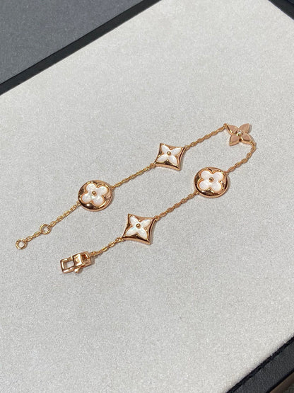 [Luna Brilliance]STAR AND SUN 5 MOTIF MOP PINK GOLD BRACELET