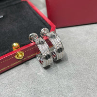 [Luna Brilliance]LOVE CERAMIC DIAMOND PAVED SILVER EARRINGS