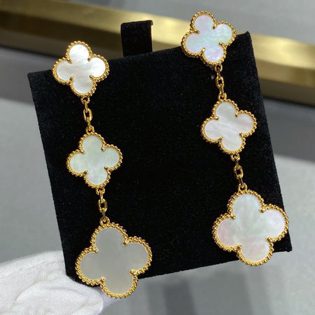 [Luna Brilliance]CLOVER MOP 3 MOTIFS GOLD EARRINGS