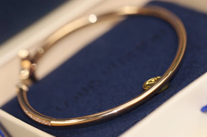 [Luna Brilliance]IDYLLE PINK GOLD OPEN BRACELET DIAMOND PAVED