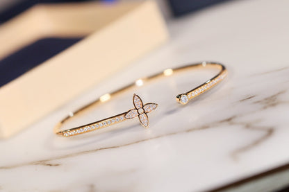 [Luna Brilliance]IDYLLE GOLD OPEN BRACELET DIAMOND PAVED