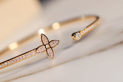 [Luna Brilliance]IDYLLE GOLD OPEN BRACELET DIAMOND PAVED