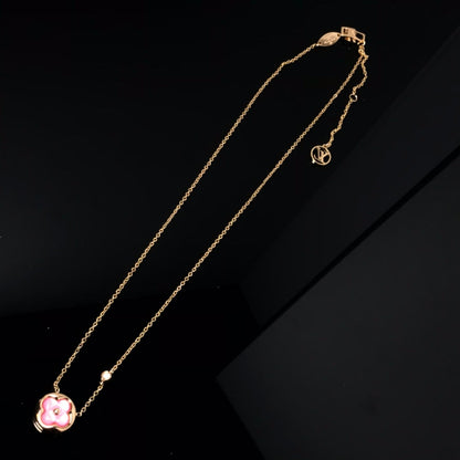 [Luna Brilliance]COLOR BLOSSOM PINK MOP SUN GOLD NECKLACE