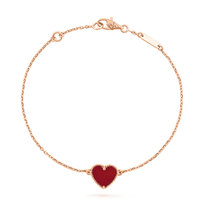 [Luna Brilliance]HEART CARNELIAN PINK GOLD BRACELET