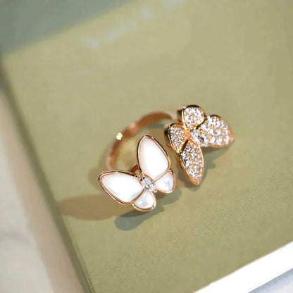 [Luna Brilliance]TWIN BUTTERFLY DIAMOND MOP RING