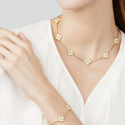 [Luna Brilliance]CLOVER 10 MOTIFS DIAMOND NECKLACE