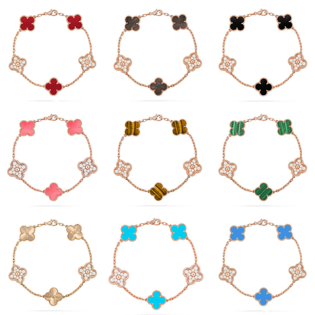 [Luna Brilliance]CLOVER DIAMOND ROSE GOLD BRACELET COLLECTION,5 MOTIFS