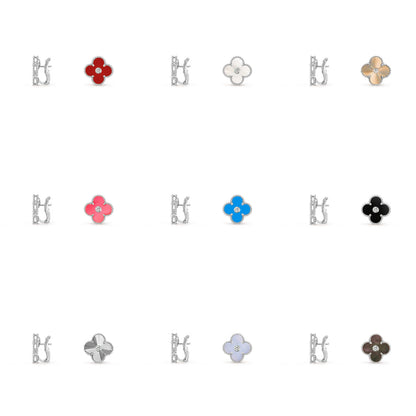 [Luna Brilliance]CLOVER SILVER 15MM MOP DIAMOND EARRINGS COLLECTION