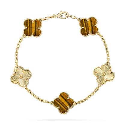 [Luna Brilliance]THICK GOLD-PLATED CUSTOM SIZE EDITION CLOVER LASER GOLD BRACELET COLLECTION,5 MOTIFS