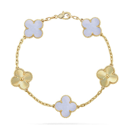 [Luna Brilliance]THICK GOLD-PLATED CUSTOM SIZE EDITION CLOVER LASER GOLD BRACELET COLLECTION,5 MOTIFS