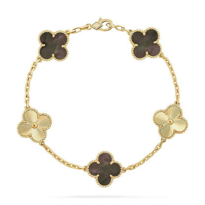 [Luna Brilliance]THICK GOLD-PLATED CUSTOM SIZE EDITION CLOVER LASER GOLD BRACELET COLLECTION,5 MOTIFS