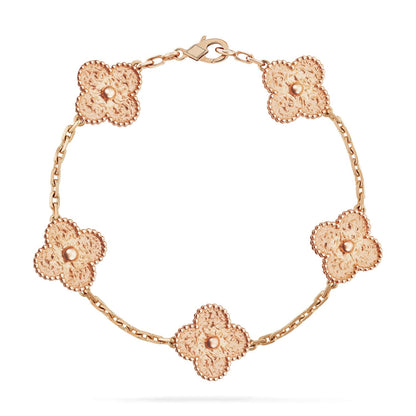 [Luna Brilliance]THICK GOLD-PLATED CUSTOM SIZE EDITION CLOVER ROSE GOLD BRACELET COLLECTION,5 MOTIFS