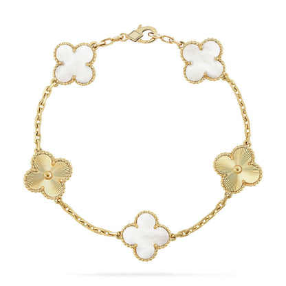 [Luna Brilliance]THICK GOLD-PLATED CUSTOM SIZE EDITION CLOVER LASER GOLD BRACELET COLLECTION,5 MOTIFS