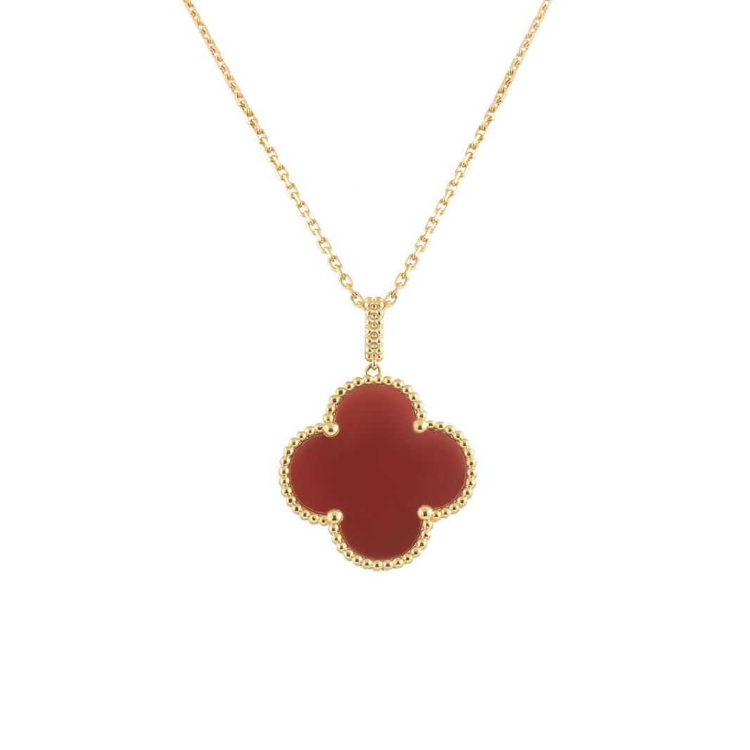 [Luna Brilliance]CLOVER 25MM NECKLACE GOLD CARNELIAN