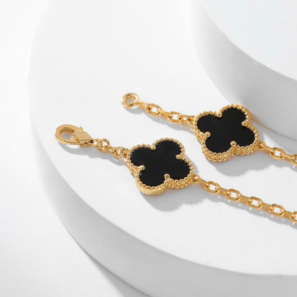 [Luna Brilliance]CLOVER 10 MOTIFS ONYX NECKLACE
