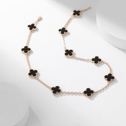 [Luna Brilliance]CLOVER 10 MOTIFS ONYX NECKLACE