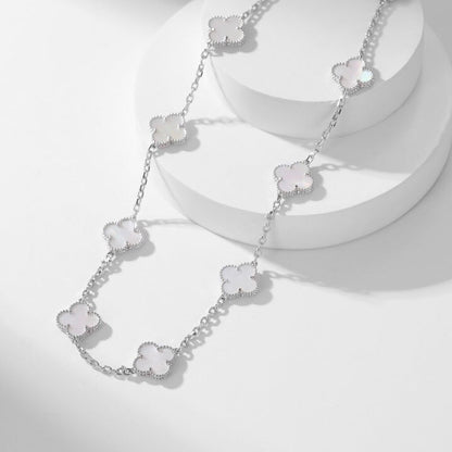 [Luna Brilliance]CLOVER 10 MOTIFS WHITE MOTHER OF PEARL NECKLACE