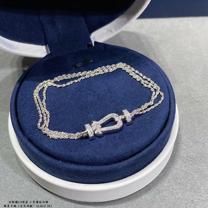 [Luna Brilliance]FORCE SMALL HORSESHOE  DIAMOND CHAIN ROPE BRACELET