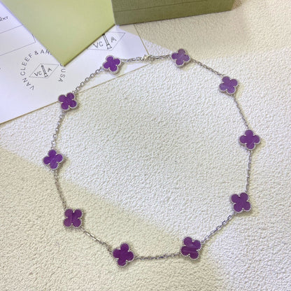 [Luna Brilliance]CLOVER 10 MOTIFS  PURPLE VIOLET  NECKLACE