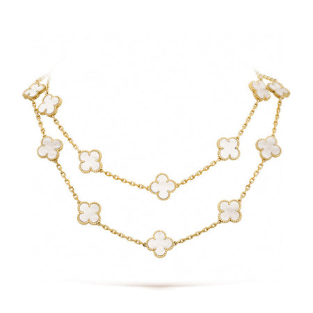 [Luna Brilliance]CLOVER 20 MOTIFS WHITE MOP NECKLACE