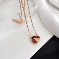 [Luna Brilliance]LUCKY  CARNELIANS LADYBUG NECKLACE